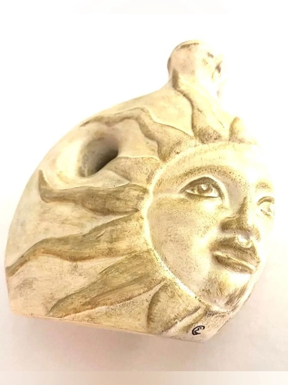 Rare Vintage Moon Sun Mexican Astrology Celestial Pottery Vase Vessel - Signed